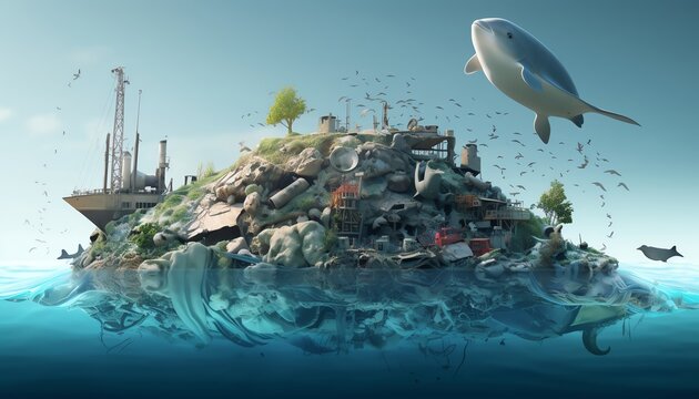 A massive plastic garbage patch, swirling in the ocean currents, became a floating island of trash, threatening marine life and disrupting the food chain