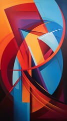 Abstract geometric shapes in vibrant colors, dynamic and modern, suitable for a creative or energetic setting