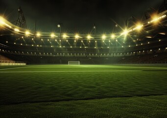 Illuminated Soccer Stadium at Night