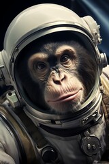 Astronaut chimps in the 1960s paved the way for future space travelers, experiencing weightlessness and witnessing the Earth as a small blue marble for the first time - obrazy, fototapety, plakaty
