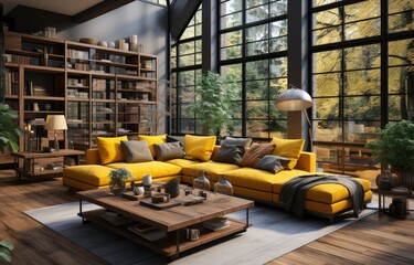Fototapeta premium Autumn Vibes in Modern Living Room