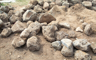 Stack of rough stones in outdoor. - 790551982