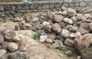 Stack of rough stones in outdoor. - 790552175