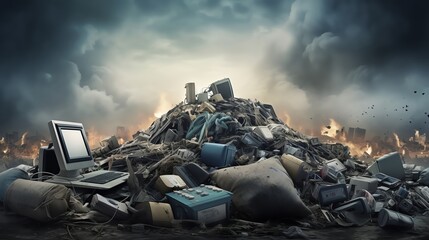 Electronic waste, overflowing in landfills, leached toxic chemicals into the surrounding soil and water, posing a threat to human and animal health