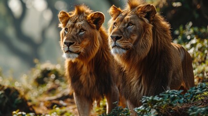 Fototapeta premium Majestic Lions in Natural Habitat