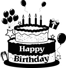 happy birthday svg cut files, birthday papercut template, diy birthday card, party frame papercutting