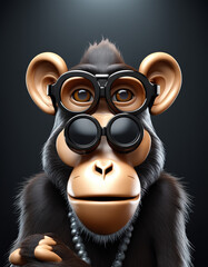 A funny monkey poses for the camera wearing glasses.