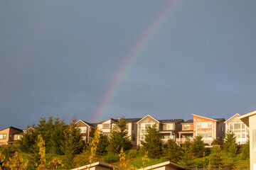 rainbow over city