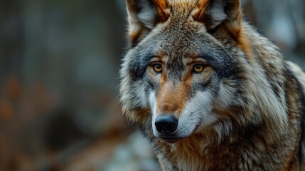 Obraz premium Intense Gaze of a Forest Wolf