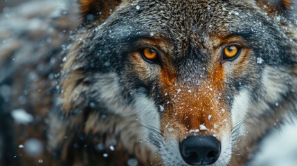 Fototapeta premium Intense Gaze of a Snowy Wolf