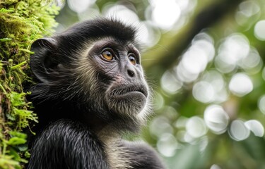 Obraz premium Contemplative Monkey in Greenery