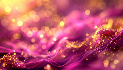 A vibrant fuchsia and gold abstract scene, with bokeh lights that dance like the flickering flames of a grand festival. The atmosphere is warm and joyous.