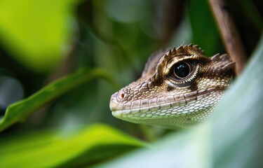 Fototapeta premium Lizard Gaze Amongst the Greens