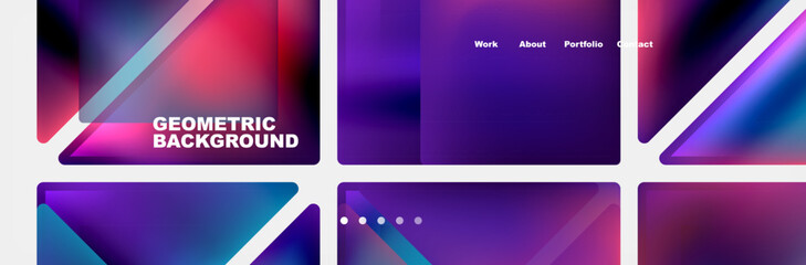 Explore a collection of vibrant geometric backgrounds featuring lines and squares in colors like purple, magenta, and electric blue. Perfect for adding a pop of color to your display device or event