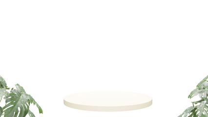 a white table with a plant in the middle