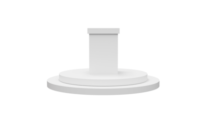 a white pedestal with a square base on top