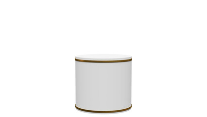 a white container with a gold rim on a white background