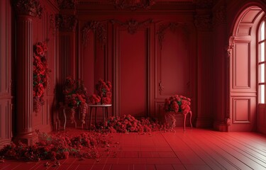 Fototapeta premium Red Floral Elegance