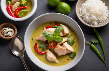 Thai green curry with chicken.