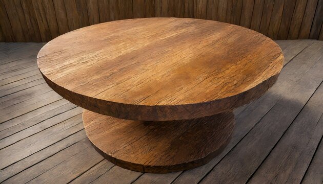 Rustic Chic: Round Coffee Table crafted from Natural Wood
