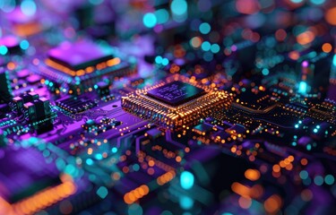 Obraz premium Futuristic Circuit Board Close-Up