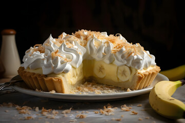 Banana Cream Pie, Creamy, banana flavored pie with cream topping