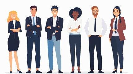 Obraz premium A group of people are standing in a line, with some wearing ties