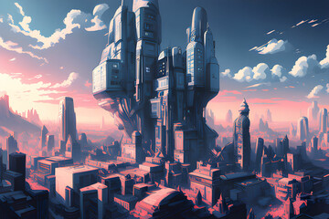 city skyline in future