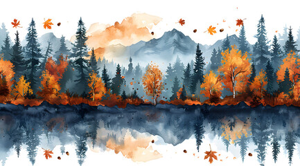 Interactive Woodland: Watercolor Scene with Seasonal Magnets for Autumnal Feel