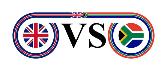 concept between united kingdom vs south africa. vector illustration isolated on white background