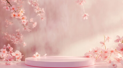Cherry Blossom Festival Product Montage: Floral Tabletop Decor blank stage pink pastel shades
