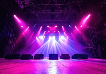 Free stage with lights, Free scene with multi colored lighting equipment.