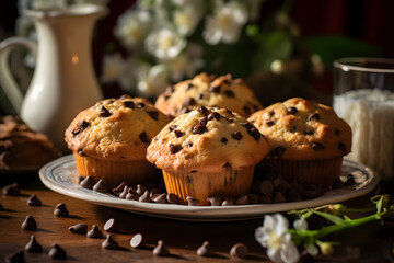 Chocolate Chip Muffins, Moist muffins with chocolate chips
