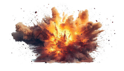 explosion of fire isolated on transparent background cutout