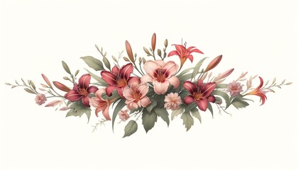 Watercolor illustration of a Daylily Floral Border