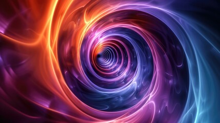 Naklejka premium A spiral vortex with a bright blue, purple and orange color. Generative AI.