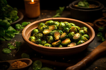 Roasted Brussels Sprouts, Crispy, seasoned Brussels sprouts