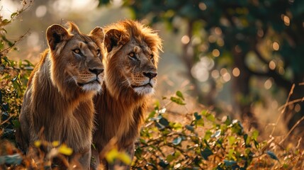 Majestic Lions in Morning Light
