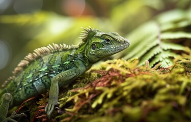 Fototapeta premium Green Iguana in Natural Habitat