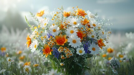 purity of nature with a stunning bouquet of fresh flowers showcased against a backdrop of pure white, rendered in lifelike full ultra HD resolution for maximum visual impact.