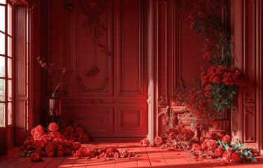 Red Romance: Opulent Room with Roses