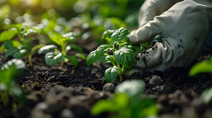 timeless practice of gardening as someone gently places seedlings into the soil, rendered in lifelike full ultra HD resolution for maximum visual impact.