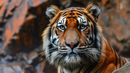 Majestic Tiger Stare - obrazy, fototapety, plakaty