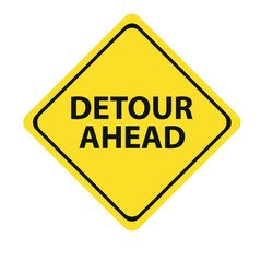 detour ahead sign on white background