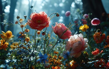 Fresh Floral Hoop Digital Backdrops with brightness softlight, flower backdrop.