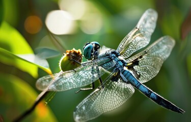 Blue Dragonfly in Natural Habitat