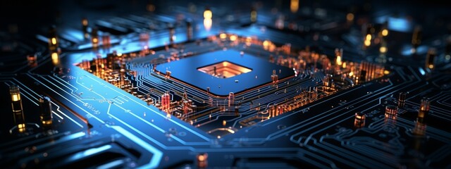 Fototapeta na wymiar Close-up view of a modern GPU card circuit 3D rendering