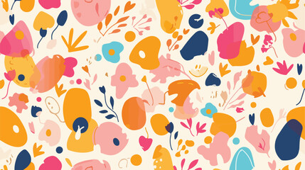 Abstract shapes seamless pattern in doodle style. C