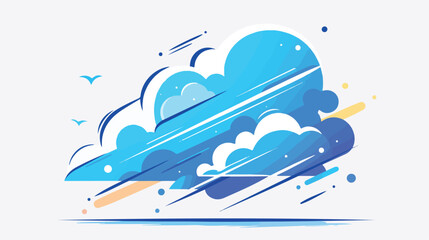 Abstract simple icon of windy weather in line art s