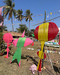 Chula kite attached to a wooden pole